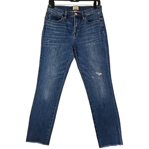 J.Crew ~Woman Size 26~ Blue Denim Slim Broken-In Boyfriend Jeans Desstressed. - Picture 10 of 10